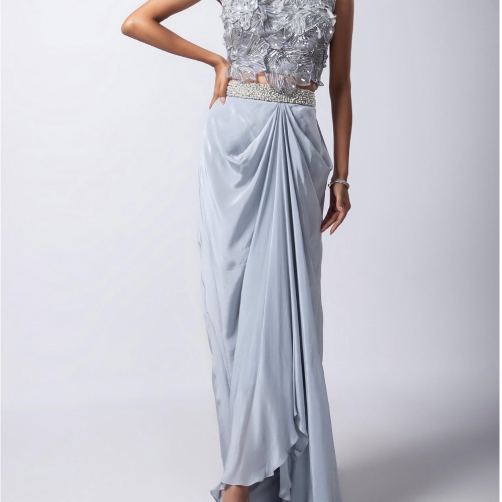 Light Blue Two-Piece Embellished Wedding Dress